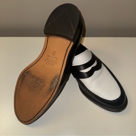 Allen Edmonds Black and White Randolph Penny Loafers - Picture 4 of 8
